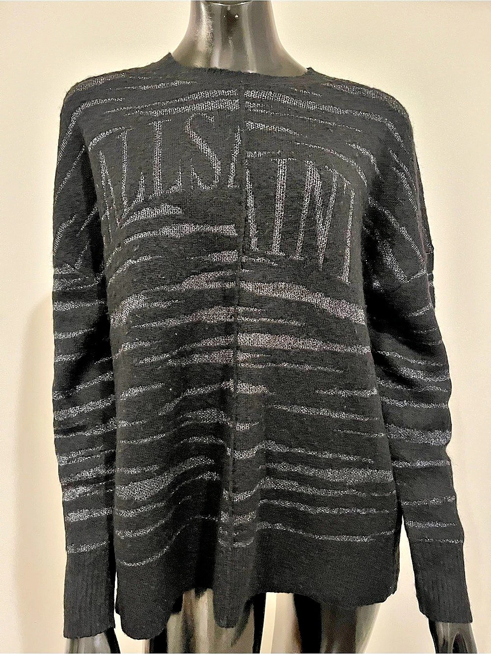 Women’s AllSaints Split Saint Crew Sweater Abstract Knit Sweater Size Medium NWT